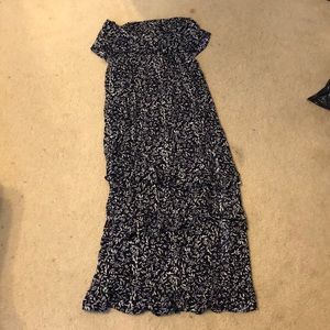 Strapless maxi dress with leg slit!